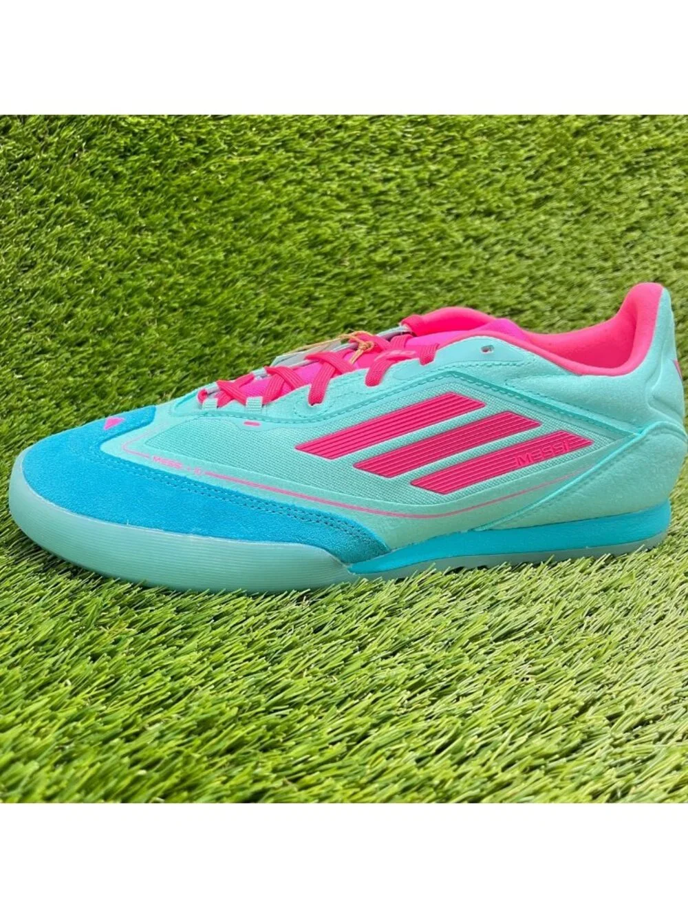 Adidas F50 Freestyle Indoor Messi Mens Size 10 Womens 11 Blue Pink Shoes Sneaker